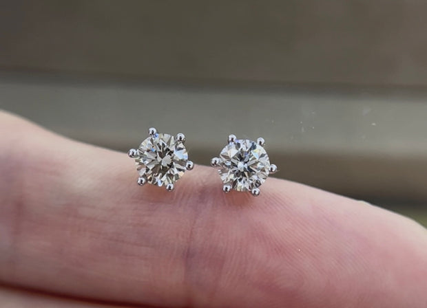 Radiant Spark 14K White Gold Six-Prong Lab-Grown Diamond Studs 1.022 CTW