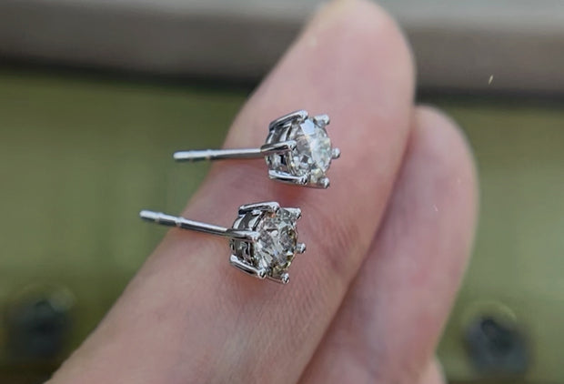 Radiant Spark 14K White Gold Six-Prong Lab-Grown Diamond Studs 1.022 CTW