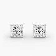 Princess Cut Lab Diamond Stud Earring Settings in 14K Gold D–E Color, VS1–VVS2 Clarity