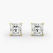 Princess Cut Lab Diamond Stud Earring Settings in 14K Gold D–E Color, VS1–VVS2 Clarity