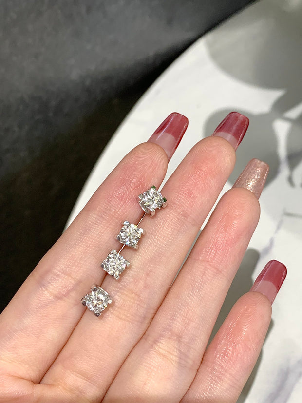 Classic 14K White Gold Lab-Grown Diamond Bullhead Stud Earrings – 1.00 CTW