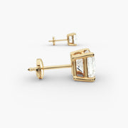 Princess Cut Lab Diamond Stud Earring Settings in 14K Gold D–E Color, VS1–VVS2 Clarity