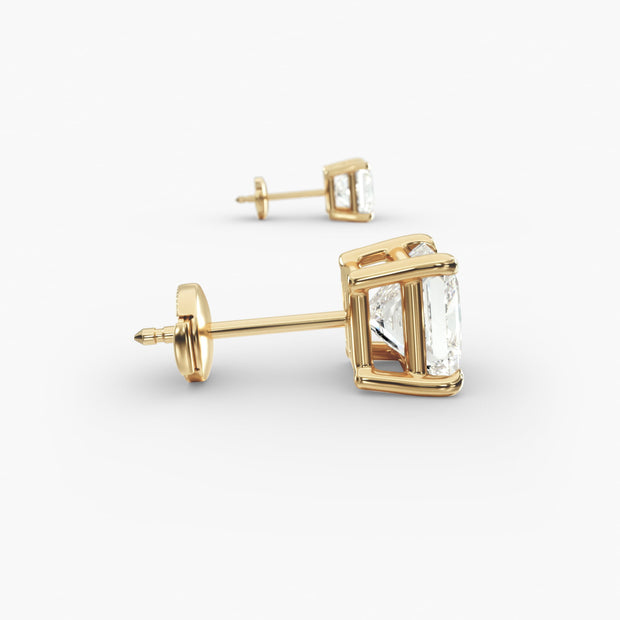 Princess Cut Lab Diamond Stud Earring Settings in 14K Gold D–E Color, VS1–VVS2 Clarity