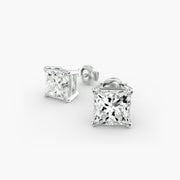 Princess Cut Lab Diamond Stud Earring Settings in 14K Gold D–E Color, VS1–VVS2 Clarity
