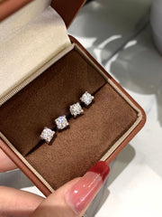 Classic 14K White Gold Lab-Grown Diamond Bullhead Stud Earrings – 1.00 CTW