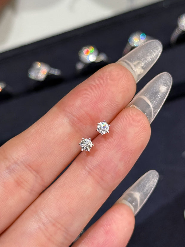 Classic 14K White Gold Lab-Grown Diamond Six-Prong Stud Earrings – 0.30 CTW