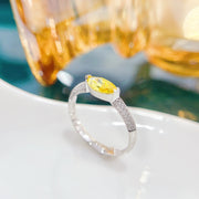 Lab Grown 0.68 CTW Yellow Diamond Marquise Double Band Ring 14K White Gold