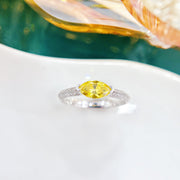 Lab Grown 0.68 CTW Yellow Diamond Marquise Double Band Ring 14K White Gold