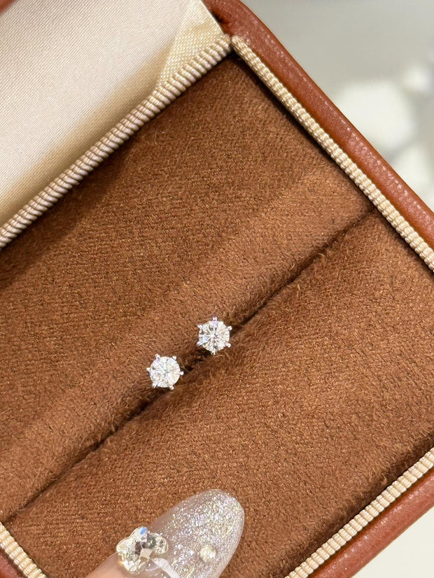 Classic 14K White Gold Lab-Grown Diamond Six-Prong Stud Earrings – 0.30 CTW