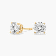 Four Prong Round Brilliant Lab-Grown Diamond Stud Earrings in 14K Gold – D–E Color, VS1–VVS2 Clarity