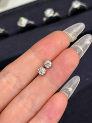 Classic 14K White Gold Lab-Grown Diamond Four-Prong Stud Earrings – 0.60 CTW