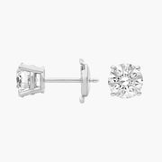Four Prong Round Brilliant Lab-Grown Diamond Stud Earrings in 14K Gold – D–E Color, VS1–VVS2 Clarity