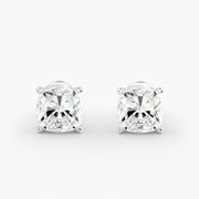 Elegant Cushion Cut Custom Diamond Stud Earrings Setting in 14K Gold – D–E Color, VS1–VVS2 Clarity (0.50–4.00 CTW)