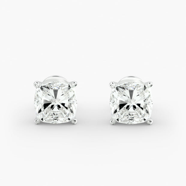 Elegant Cushion Cut Custom Diamond Stud Earrings Setting in 14K Gold – D–E Color, VS1–VVS2 Clarity (0.50–4.00 CTW)