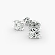 Elegant Cushion Cut Custom Diamond Stud Earrings Setting in 14K Gold – D–E Color, VS1–VVS2 Clarity (0.50–4.00 CTW)