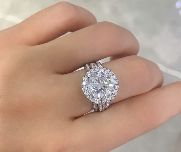 Stunning 8 Ct Round Lab Created Diamond Ring – D-E Color, VS1-VVS2 in 14K White Gold