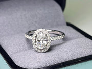 Classic Oval Shaped 1.5 CT Lab Created Diamond Ring in 14k White Gold D-E VS1-VVS2
