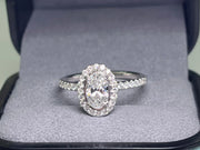 Classic Oval Shaped 1.5 CT Lab Created Diamond Ring in 14k White Gold D-E VS1-VVS2