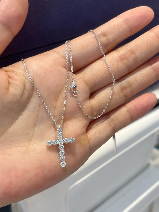 Elegant 1/2 CT. Certified Lab-Grown Diamond Cross Pendant in 14K White Gold