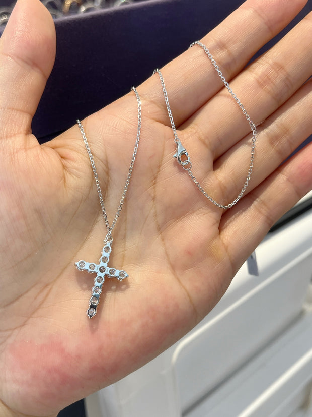 Elegant 1/2 CT. Certified Lab-Grown Diamond Cross Pendant in 14K White Gold