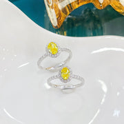 Oval Lab Grown Fancy Yellow Diamond Ring 1.18 CTW 14K White Gold