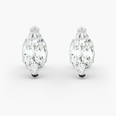 Marquise Cut Diamond Stud Earrings Setting in 14K Yellow Gold – D–E Color, VS1–VVS2 Clarity (0.50–4.00 CTW)