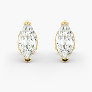 Marquise Cut Diamond Stud Earrings Setting in 14K Yellow Gold – D–E Color, VS1–VVS2 Clarity (0.50–4.00 CTW)