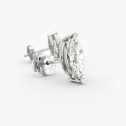 Marquise Cut Diamond Stud Earrings Setting in 14K Yellow Gold – D–E Color, VS1–VVS2 Clarity (0.50–4.00 CTW)