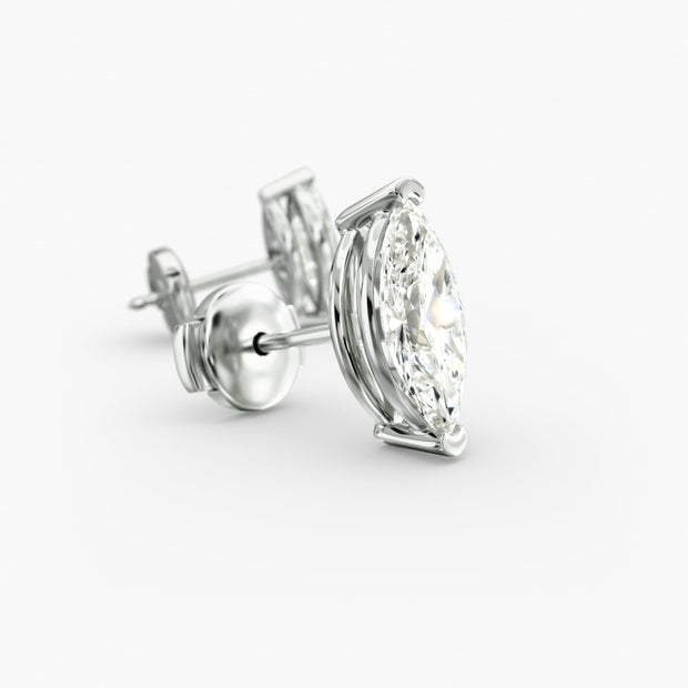 Marquise Cut Diamond Stud Earrings Setting in 14K Yellow Gold – D–E Color, VS1–VVS2 Clarity (0.50–4.00 CTW)
