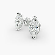 Marquise Cut Diamond Stud Earrings Setting in 14K Yellow Gold – D–E Color, VS1–VVS2 Clarity (0.50–4.00 CTW)