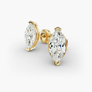 Marquise Cut Diamond Stud Earrings Setting in 14K Yellow Gold – D–E Color, VS1–VVS2 Clarity (0.50–4.00 CTW)