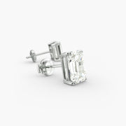 Emerald Cut Custom Diamond Stud Earrings Setting in 14K Yellow Gold 0.50–4.00 CTW – D–E Color, VS1–VVS2 Clarity