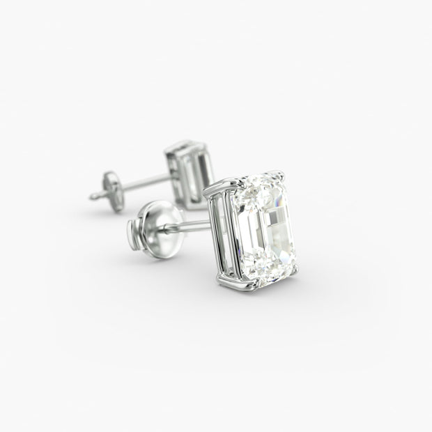 Emerald Cut Custom Diamond Stud Earrings Setting in 14K Yellow Gold 0.50–4.00 CTW – D–E Color, VS1–VVS2 Clarity