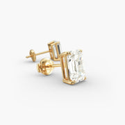 Emerald Cut Custom Diamond Stud Earrings Setting in 14K Yellow Gold 0.50–4.00 CTW – D–E Color, VS1–VVS2 Clarity