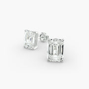 Emerald Cut Custom Diamond Stud Earrings Setting in 14K Yellow Gold 0.50–4.00 CTW – D–E Color, VS1–VVS2 Clarity