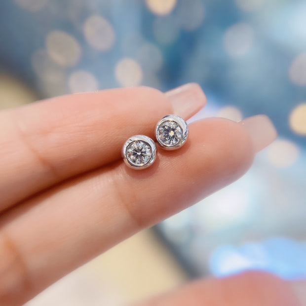 Lab-Grown Diamond Bubble Stud Earrings 0.60 CTW D-E VS1/VVS2 14K White Gold 3EX