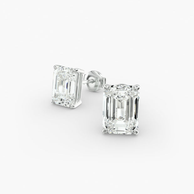Emerald Cut Custom Diamond Stud Earrings Setting in 14K Yellow Gold 0.50–4.00 CTW – D–E Color, VS1–VVS2 Clarity
