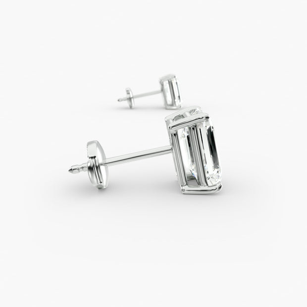 Emerald Cut Custom Diamond Stud Earrings Setting in 14K Yellow Gold 0.50–4.00 CTW – D–E Color, VS1–VVS2 Clarity