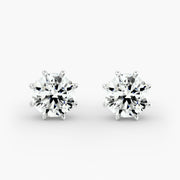 Octagon Cut Diamond Stud Earring Settings in 14K Yellow Gold – Eight Prong Design for D–E Color, VS1–VVS2 Clarity (0.50–4.00 CTW)
