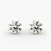 Octagon Cut Diamond Stud Earring Settings in 14K Yellow Gold – Eight Prong Design for D–E Color, VS1–VVS2 Clarity (0.50–4.00 CTW)
