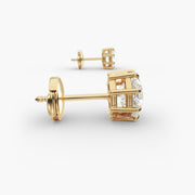 Octagon Cut Diamond Stud Earring Settings in 14K Yellow Gold – Eight Prong Design for D–E Color, VS1–VVS2 Clarity (0.50–4.00 CTW)