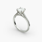 GIA Certified Asscher Cut Diamond Petite Pavé Cathedral Engagement Ring in 14K White Gold