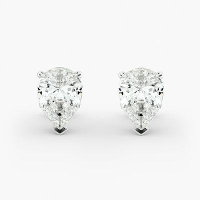 Elegant Pear-Shaped Custom Diamond Stud Earring Settings in 0.50-4.00 TCW 14K Gold – D–E Color, VS1–VVS2 Clarity