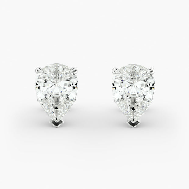 Elegant Pear-Shaped Custom Diamond Stud Earring Settings in 0.50-4.00 TCW 14K Gold – D–E Color, VS1–VVS2 Clarity
