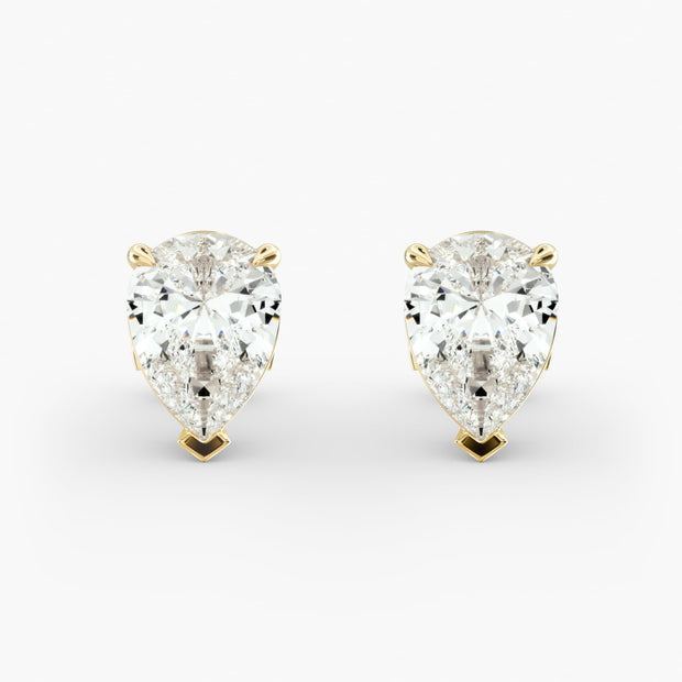 Elegant Pear-Shaped Custom Diamond Stud Earring Settings in 0.50-4.00 TCW 14K Gold – D–E Color, VS1–VVS2 Clarity