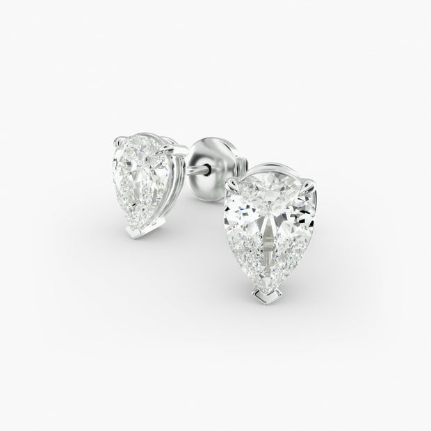 Elegant Pear-Shaped Custom Diamond Stud Earring Settings in 0.50-4.00 TCW 14K Gold – D–E Color, VS1–VVS2 Clarity