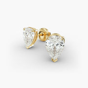 Elegant Pear-Shaped Custom Diamond Stud Earring Settings in 0.50-4.00 TCW 14K Gold – D–E Color, VS1–VVS2 Clarity