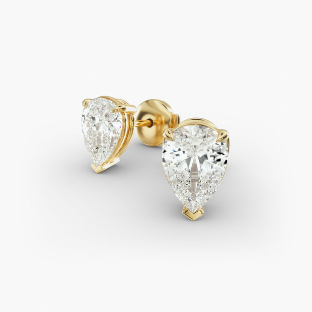 Elegant Pear-Shaped Custom Diamond Stud Earring Settings in 0.50-4.00 TCW 14K Gold – D–E Color, VS1–VVS2 Clarity