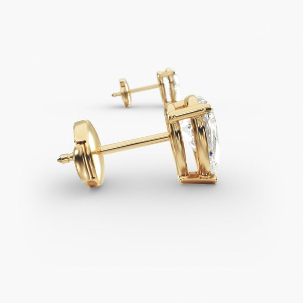 Elegant Pear-Shaped Custom Diamond Stud Earring Settings in 0.50-4.00 TCW 14K Gold – D–E Color, VS1–VVS2 Clarity