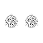 14K White Gold Three Prong Martini Round Lab Grown Diamond Stud Earrings 1 CTW